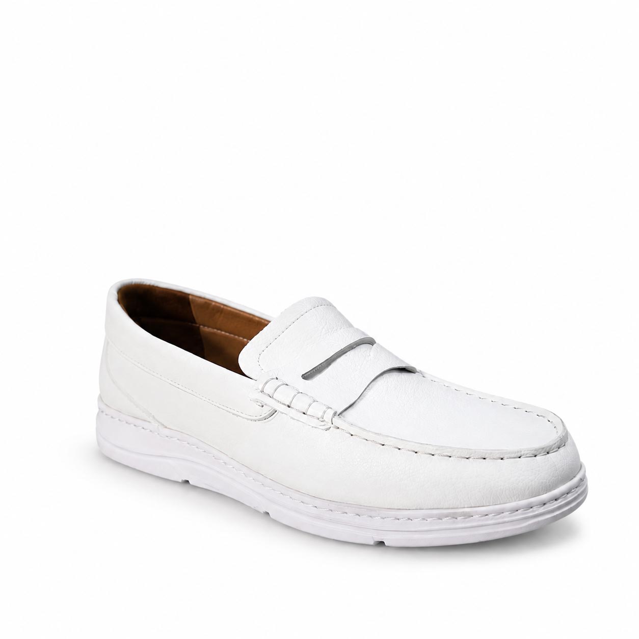 Mocassin confort SM124 blanc cuir..........   Chaussures confort Maroc